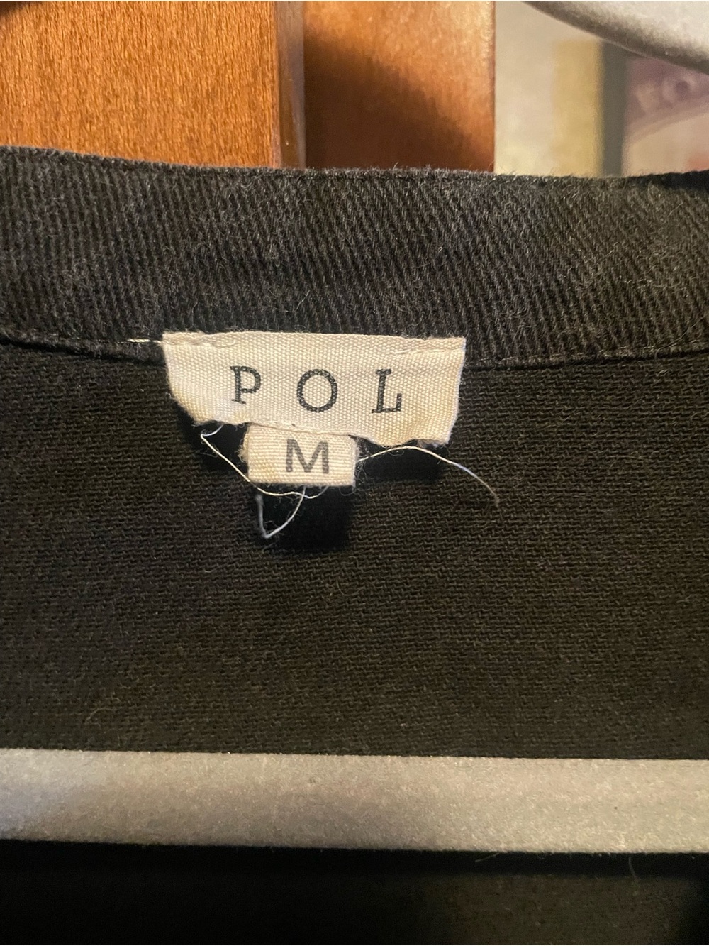 POL Black Ruffle-Trim Snap Button Shirt - Picture 3 of 4